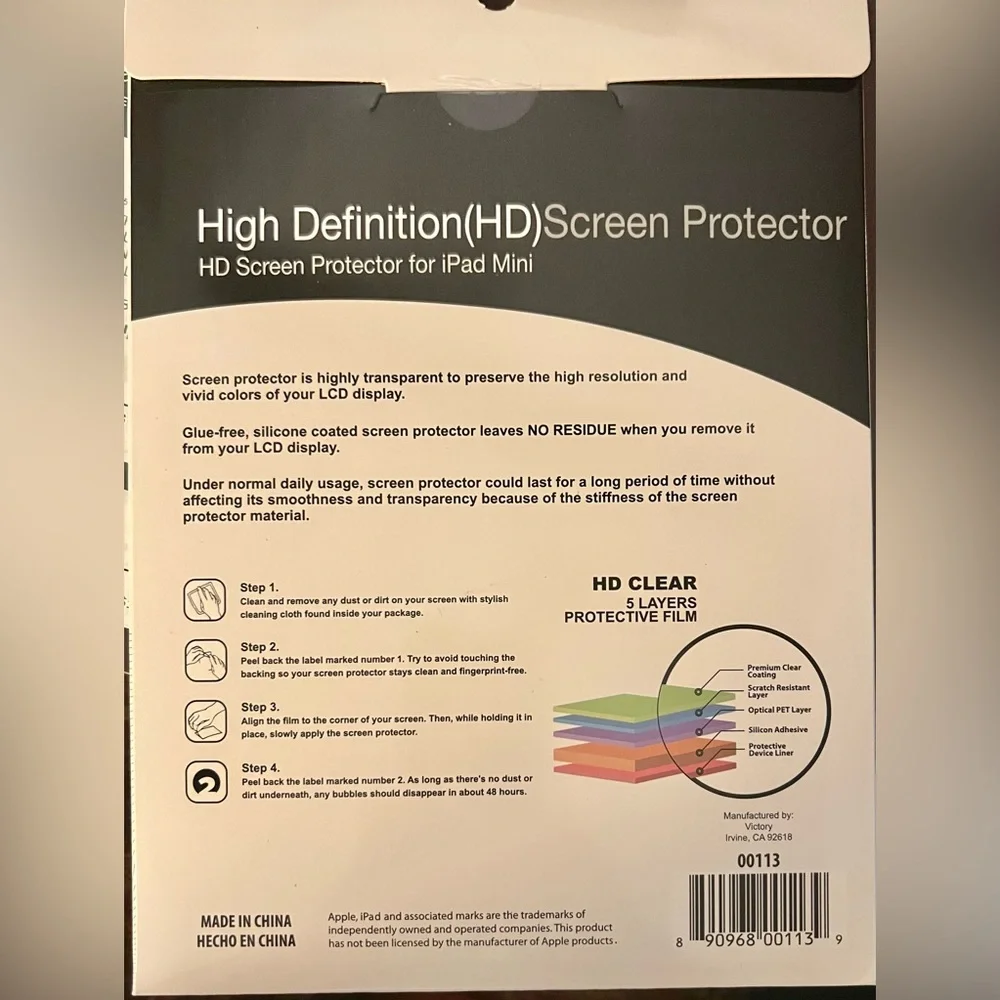 iPad Mini HD Screen Protector, New in Package